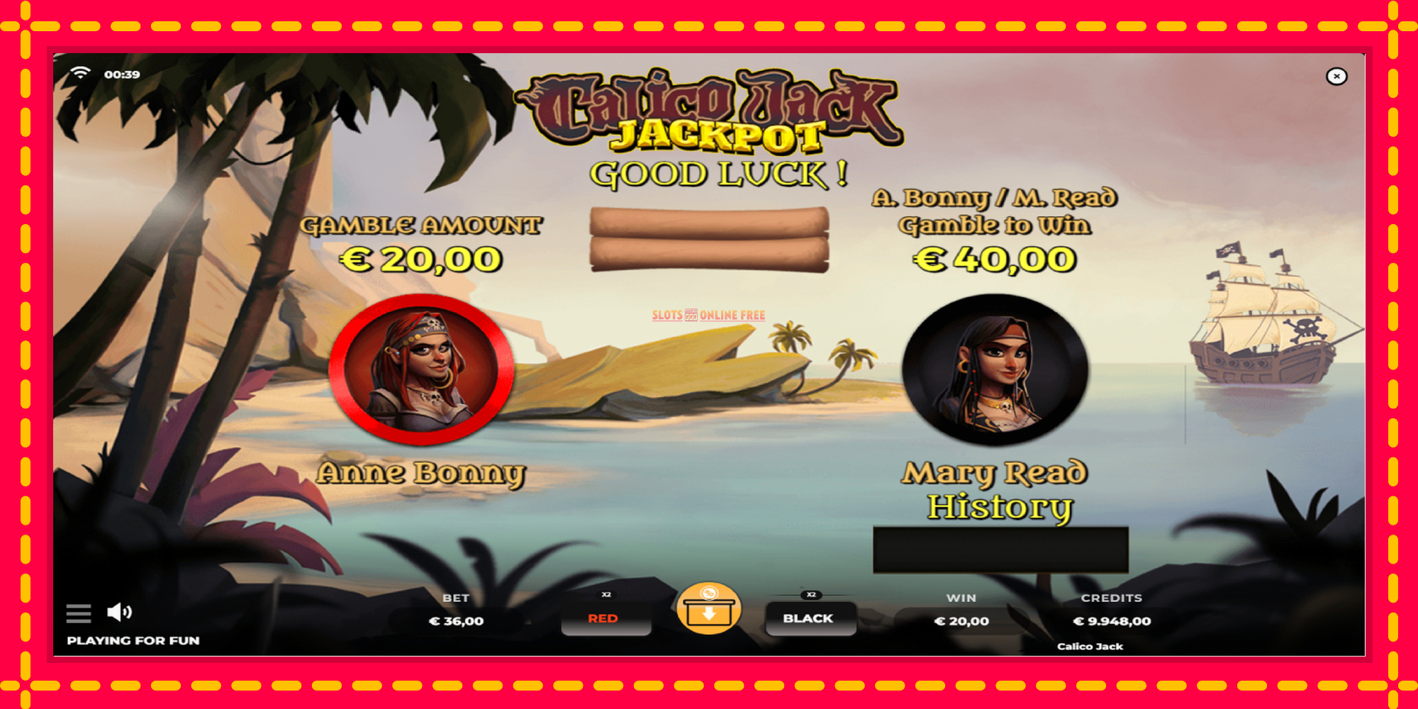 Calico Jack Jackpot - spēļu automāts ar modernu grafiku