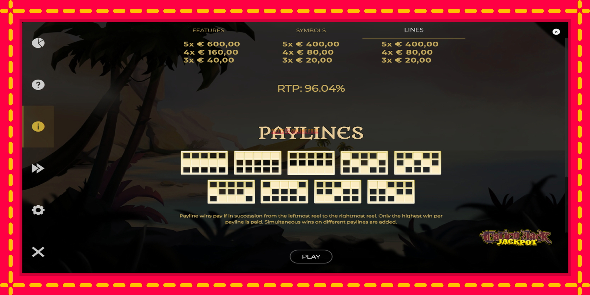 Calico Jack Jackpot - spēļu automāts ar modernu grafiku