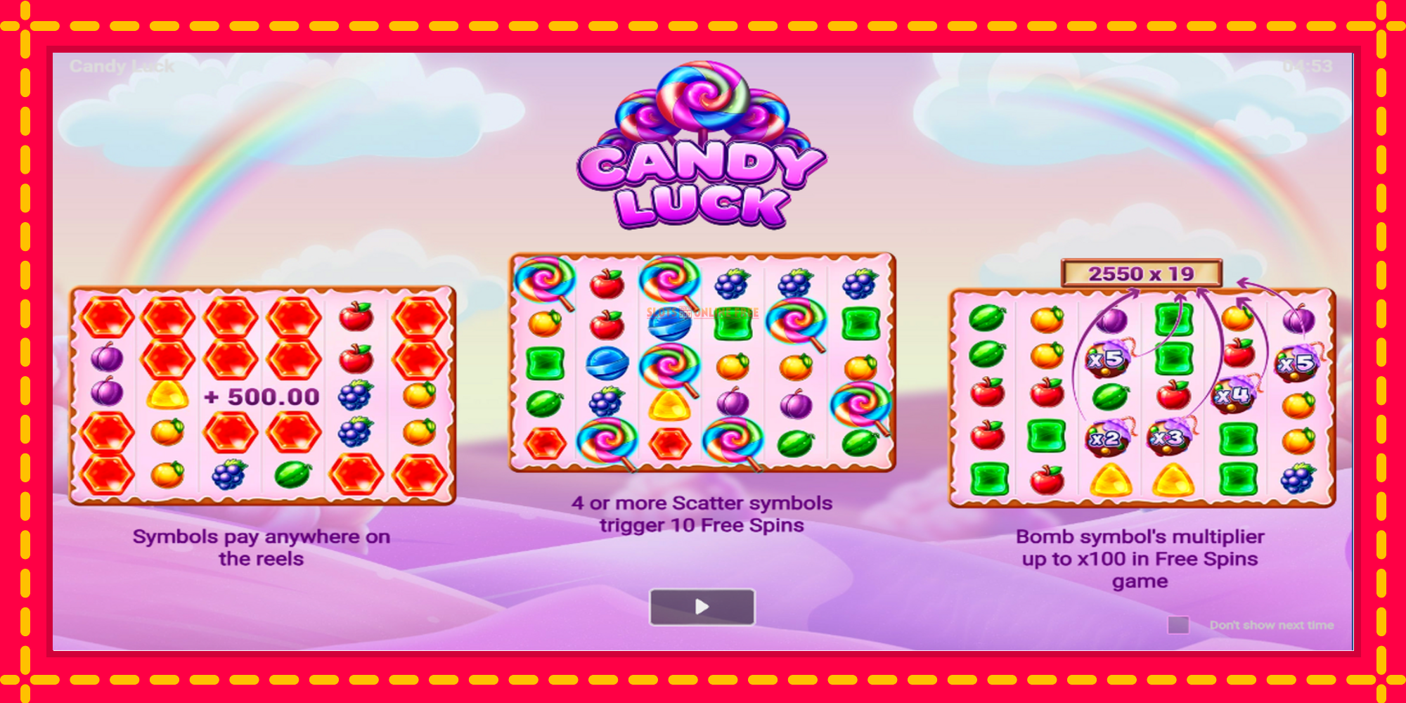 Candy Luck - spēļu automāts ar modernu grafiku