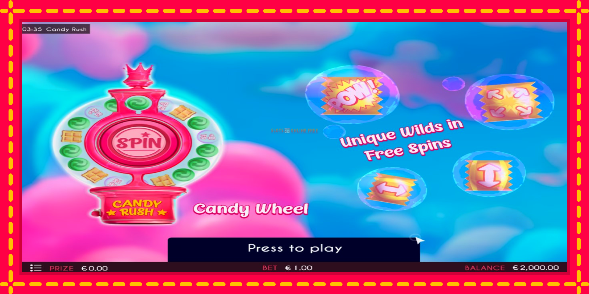 Candy Rush - spēļu automāts ar modernu grafiku