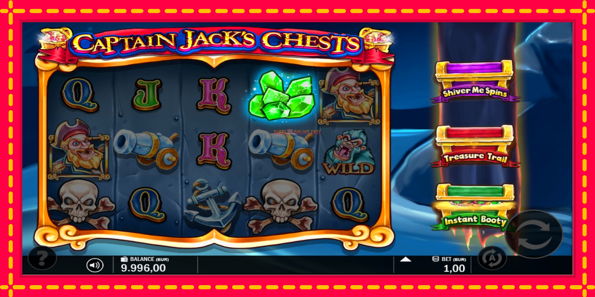 Captain Jacks Chests - spēļu automāts ar modernu grafiku