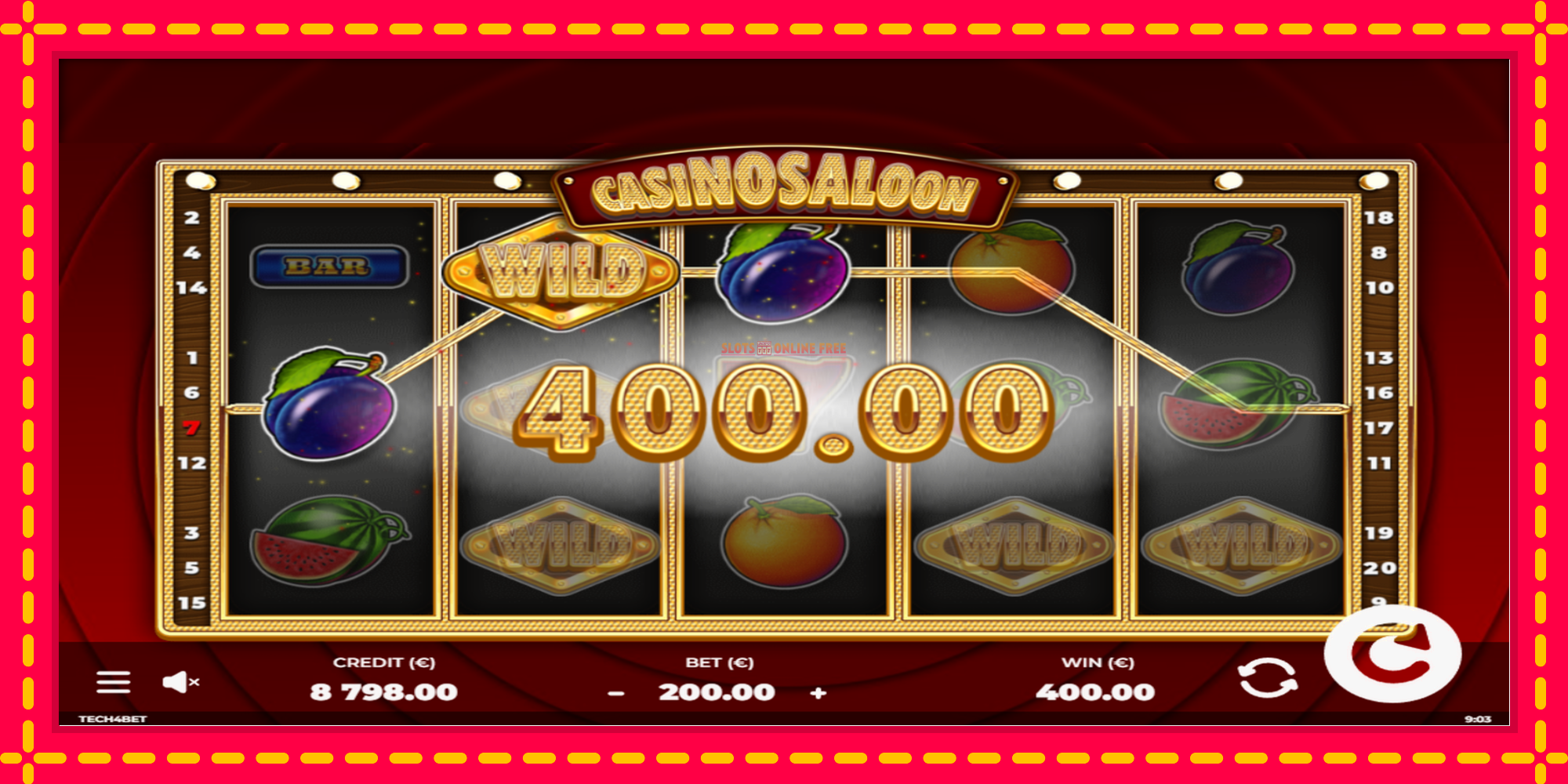 Casino Saloon - spēļu automāts ar modernu grafiku