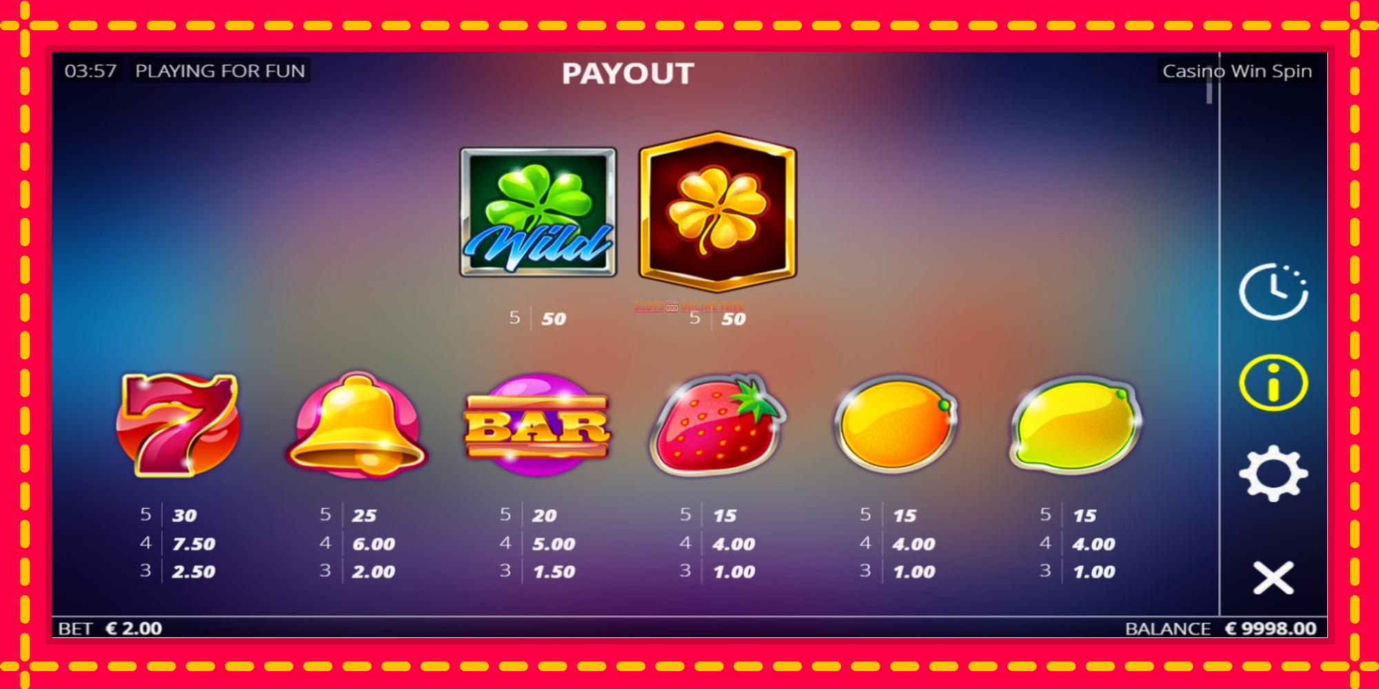 Casino Win Spin - spēļu automāts ar modernu grafiku