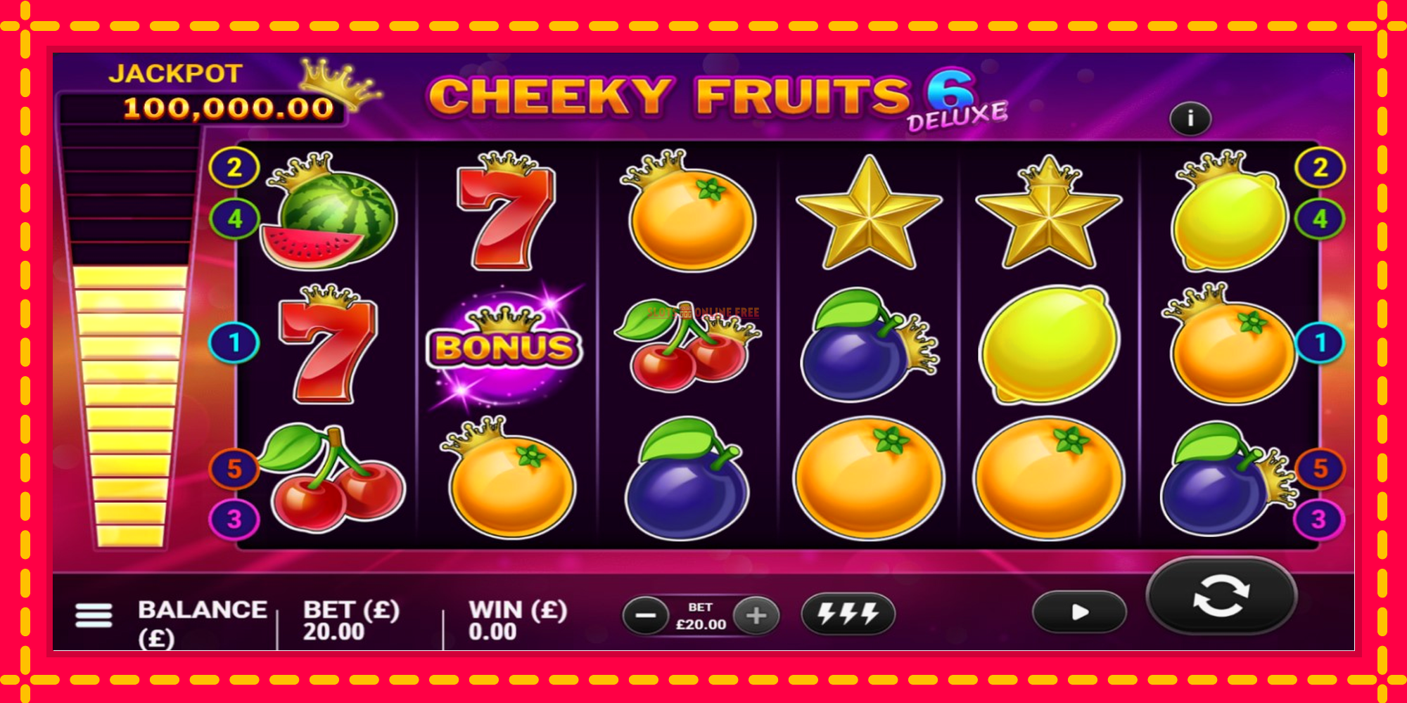 Cheeky Fruits 6 Deluxe - spēļu automāts ar modernu grafiku