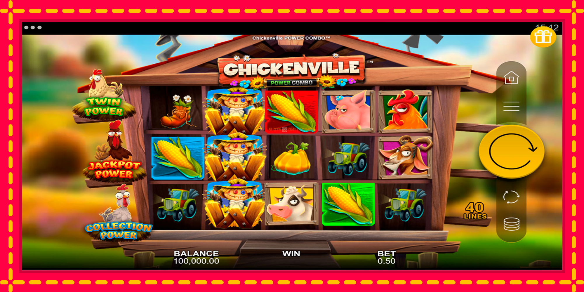 Chickenville Power Combo - spēļu automāts ar modernu grafiku