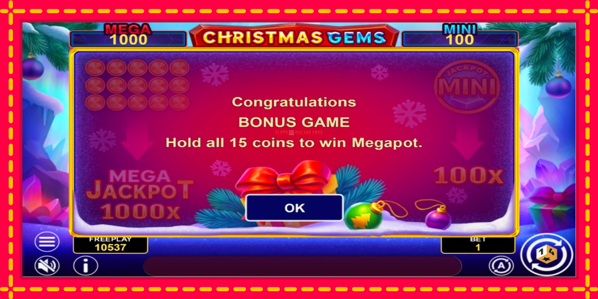 Christmas Gems Hold & Win - spēļu automāts ar modernu grafiku