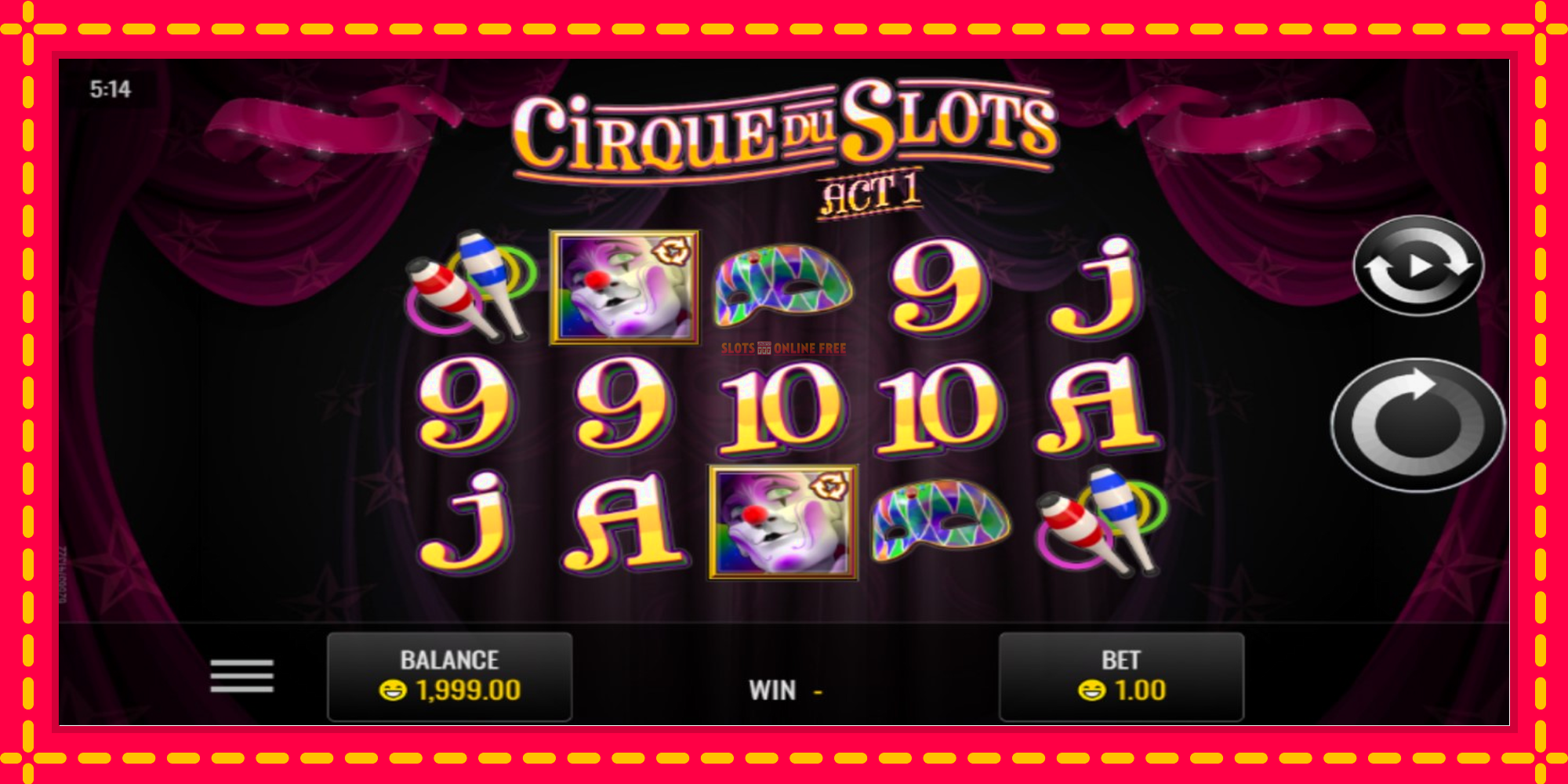 Cirque du Slots - spēļu automāts ar modernu grafiku