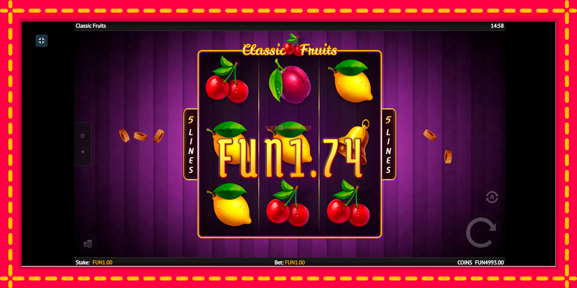 Classic Fruit - spēļu automāts ar modernu grafiku