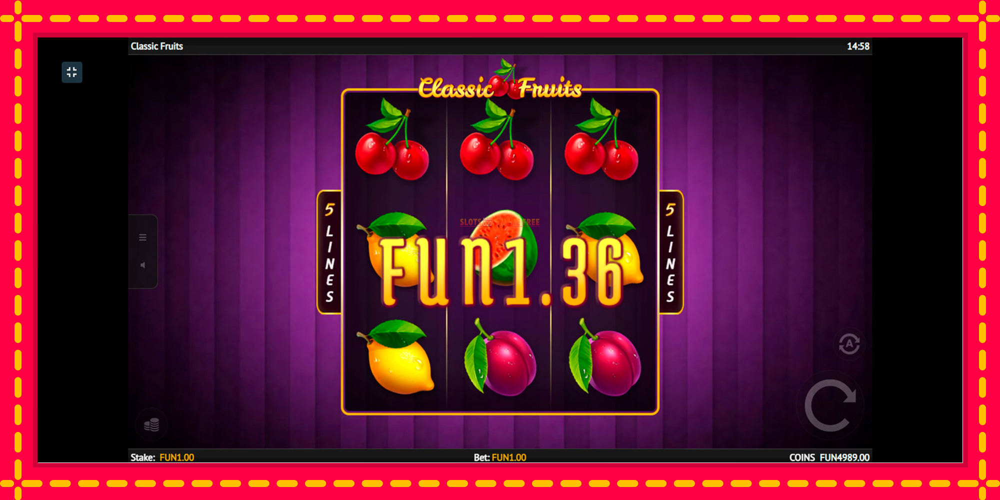 Classic Fruit - spēļu automāts ar modernu grafiku