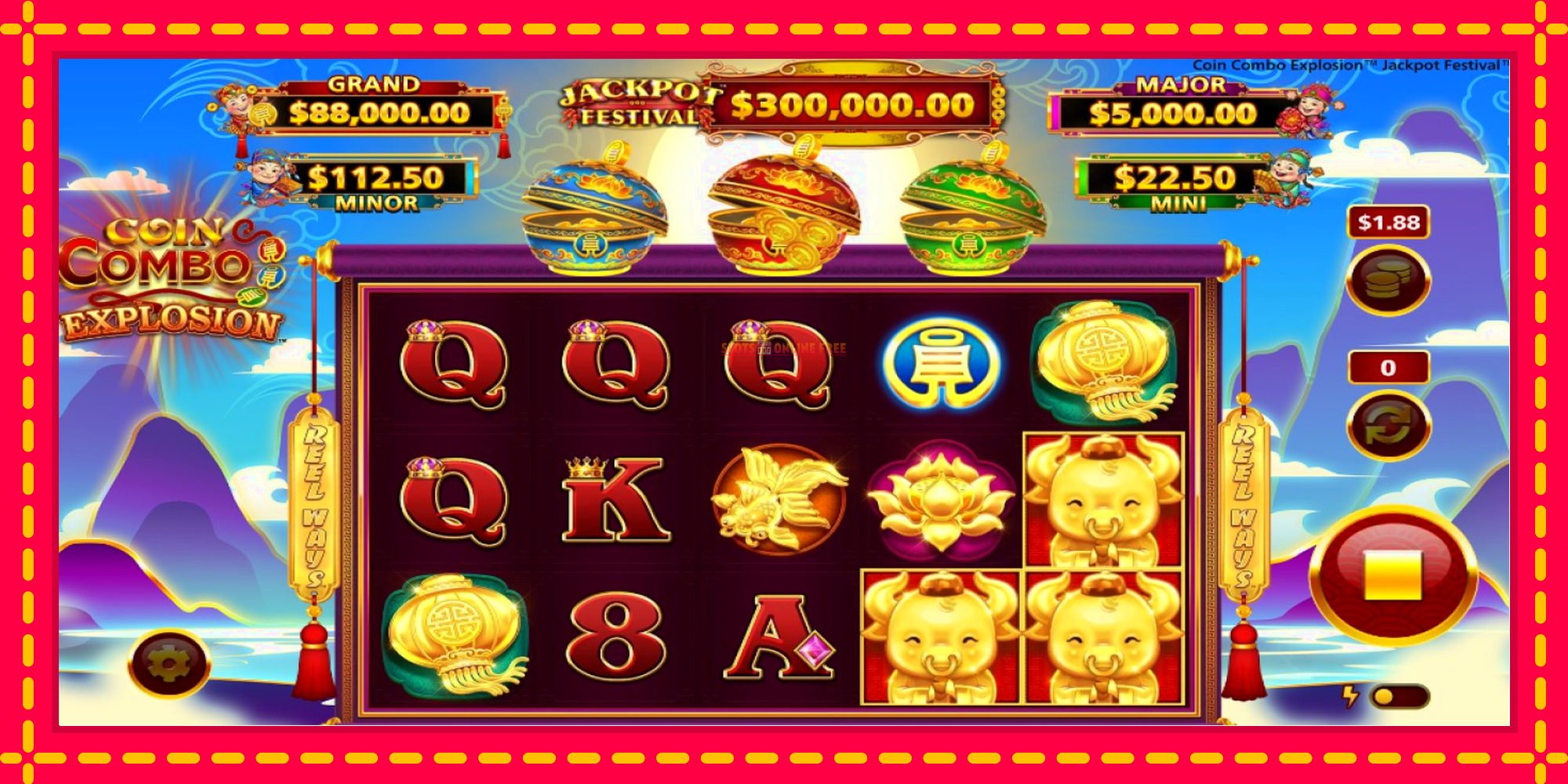 Coin Combo Explosion Jackpot Festival - spēļu automāts ar modernu grafiku