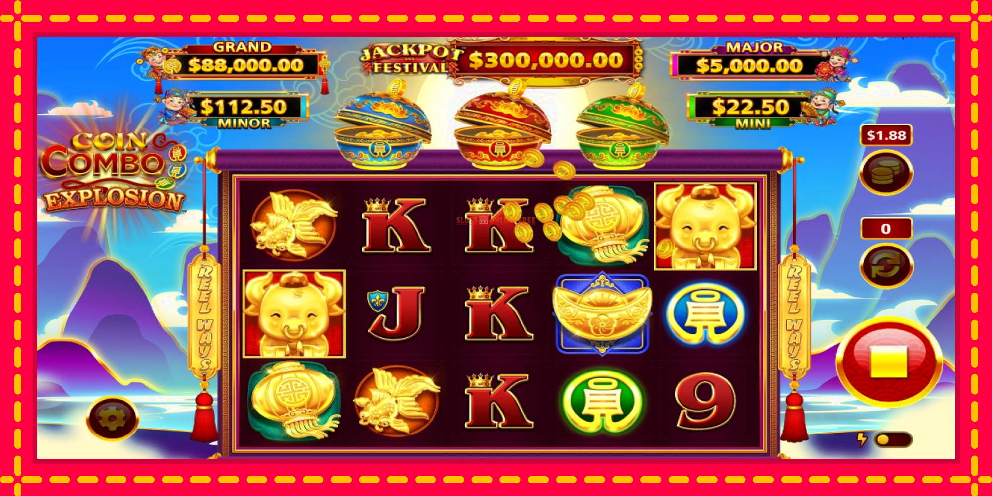 Coin Combo Explosion Jackpot Festival - spēļu automāts ar modernu grafiku