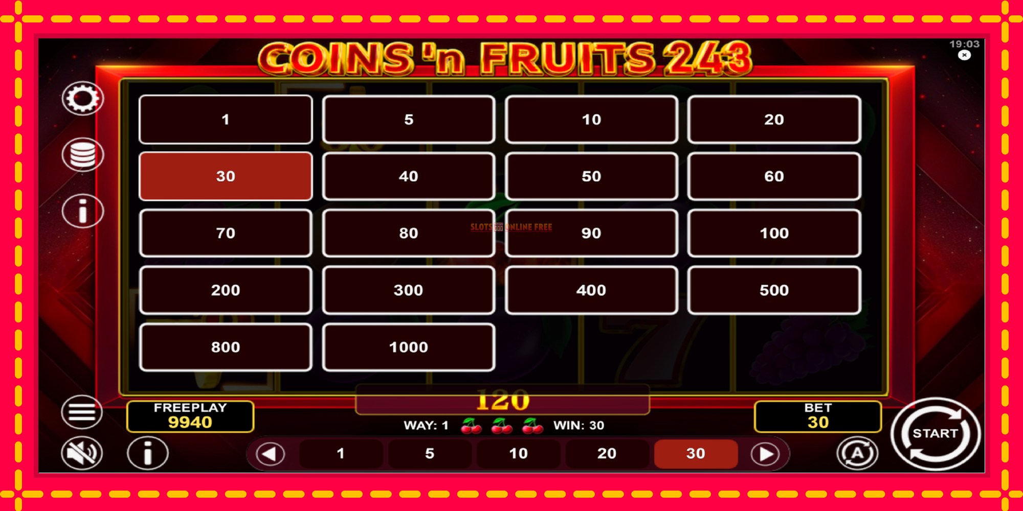 Coinsn Fruits 243 - spēļu automāts ar modernu grafiku