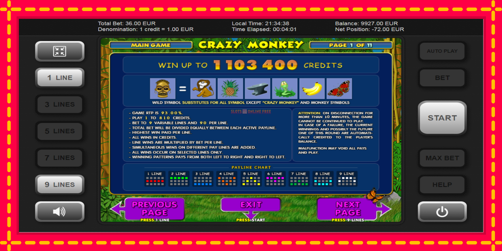 Crazy Monkey - spēļu automāts ar modernu grafiku