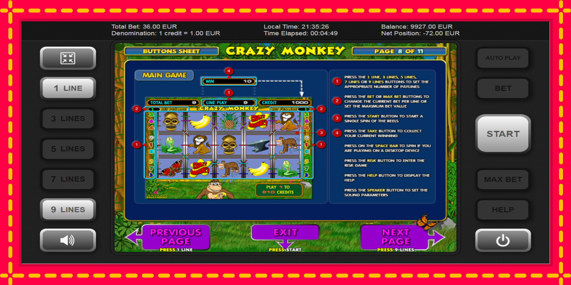 Crazy Monkey - spēļu automāts ar modernu grafiku