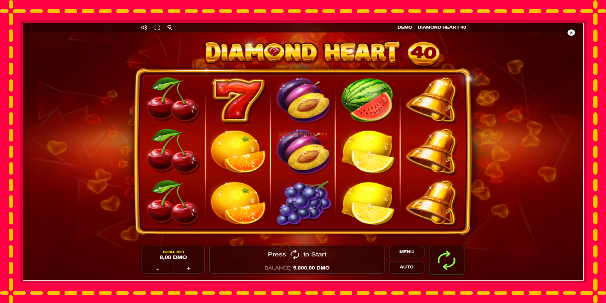 Diamond Heart 40 - spēļu automāts ar modernu grafiku