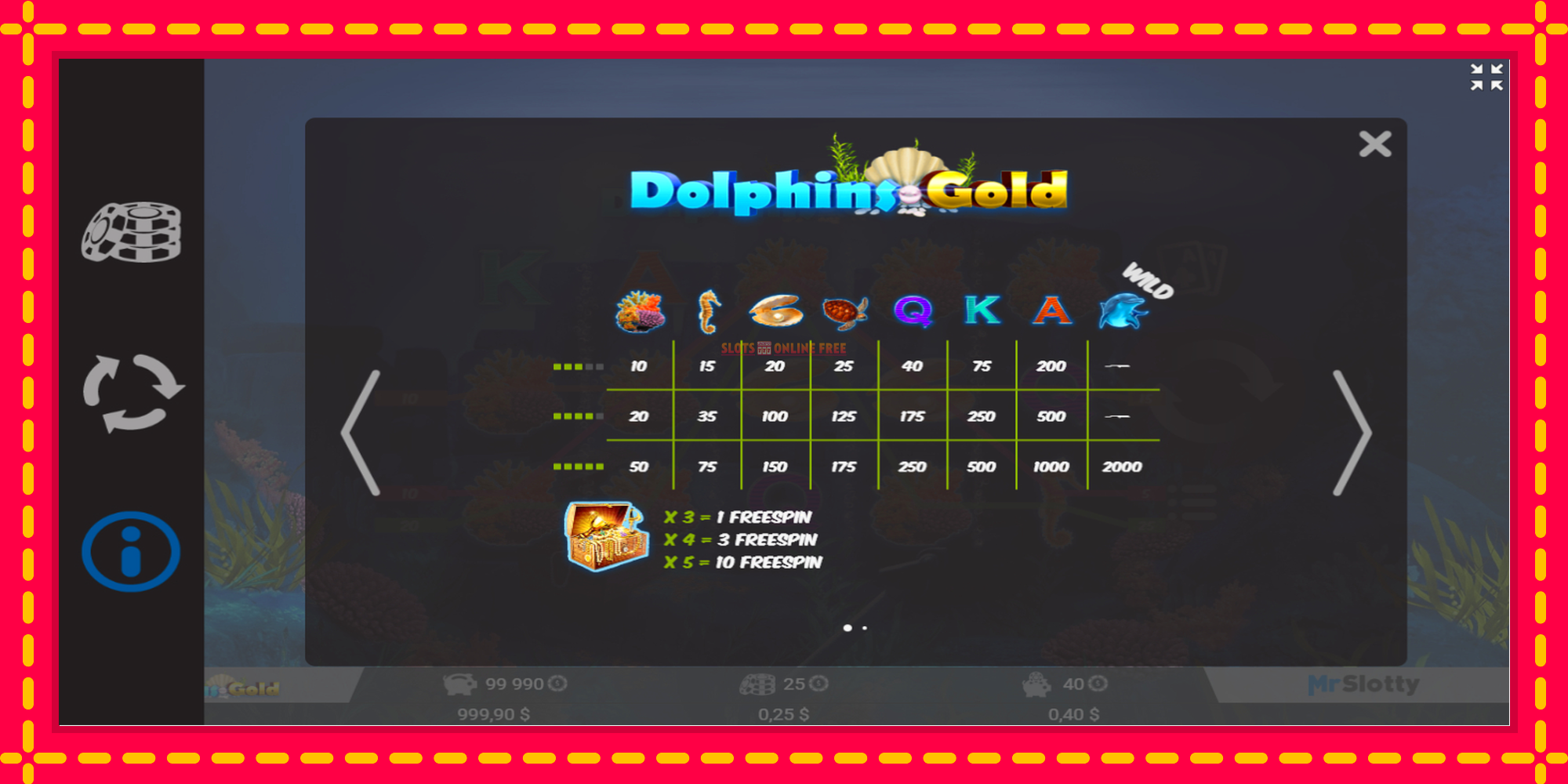 Dolphin Quest - spēļu automāts ar modernu grafiku