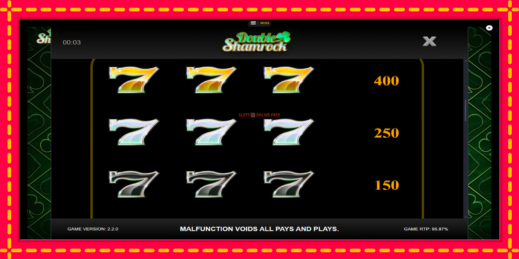 Double Shamrock - spēļu automāts ar modernu grafiku