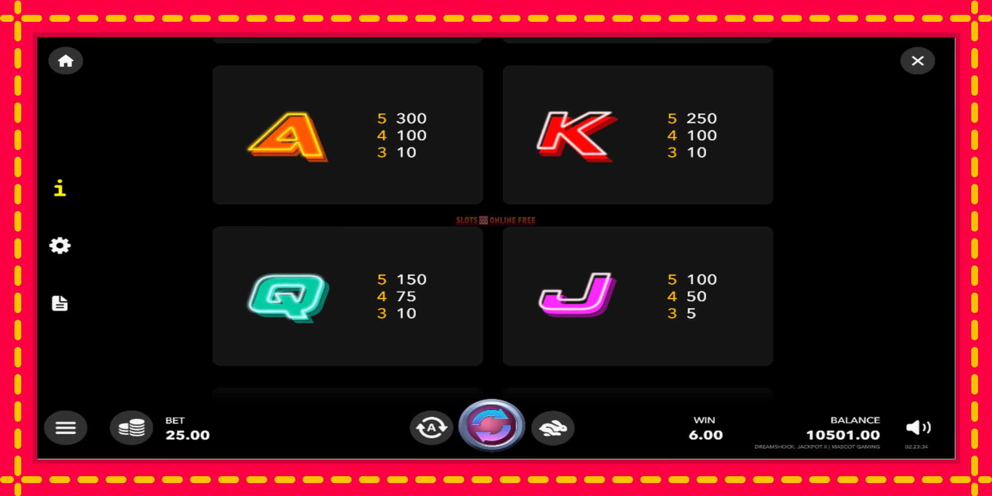 Dreamshock: Jackpot X - spēļu automāts ar modernu grafiku