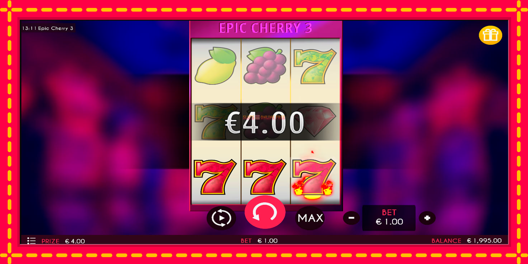 Epic Cherry 3 - spēļu automāts ar modernu grafiku