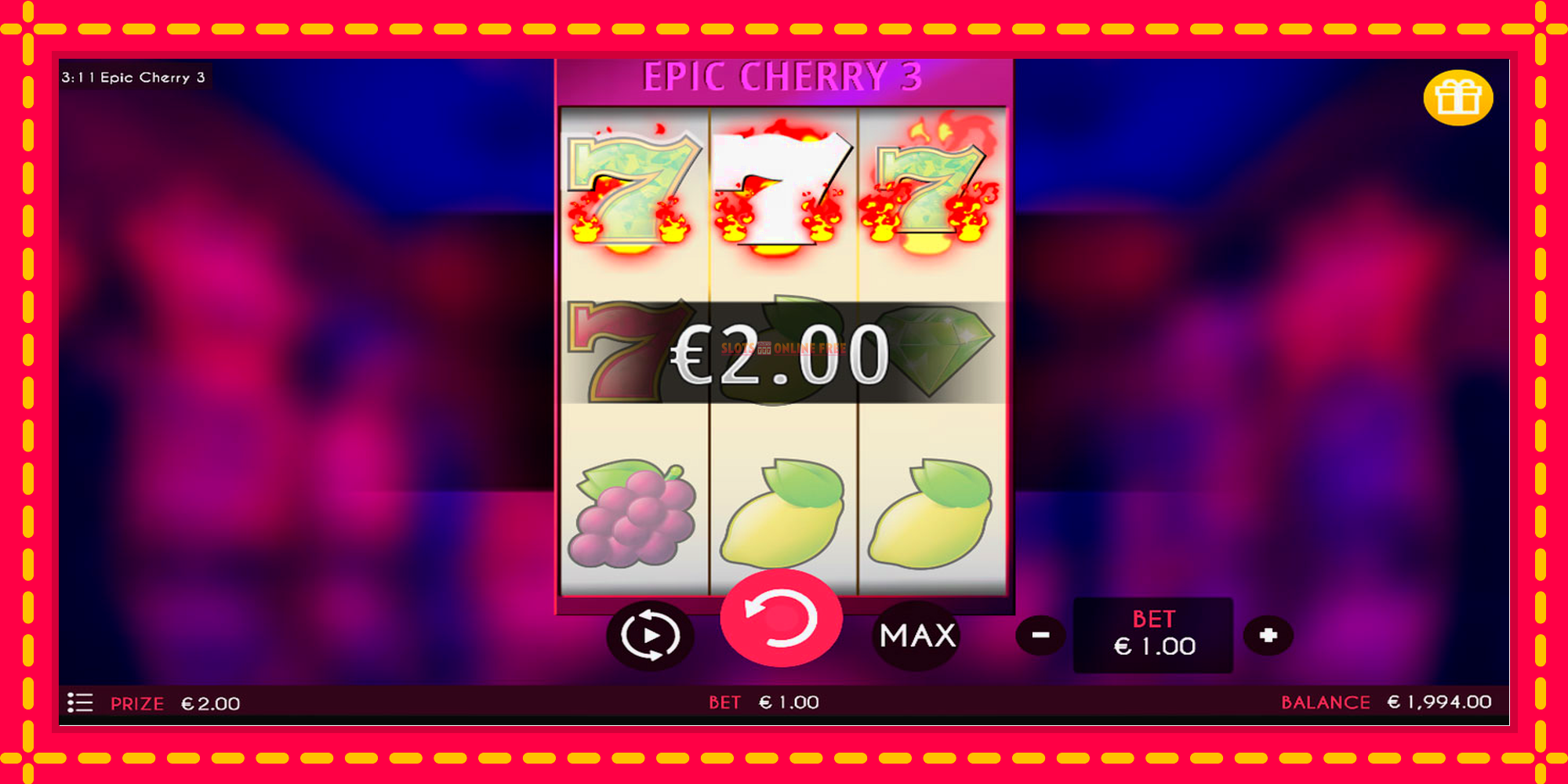 Epic Cherry 3 - spēļu automāts ar modernu grafiku