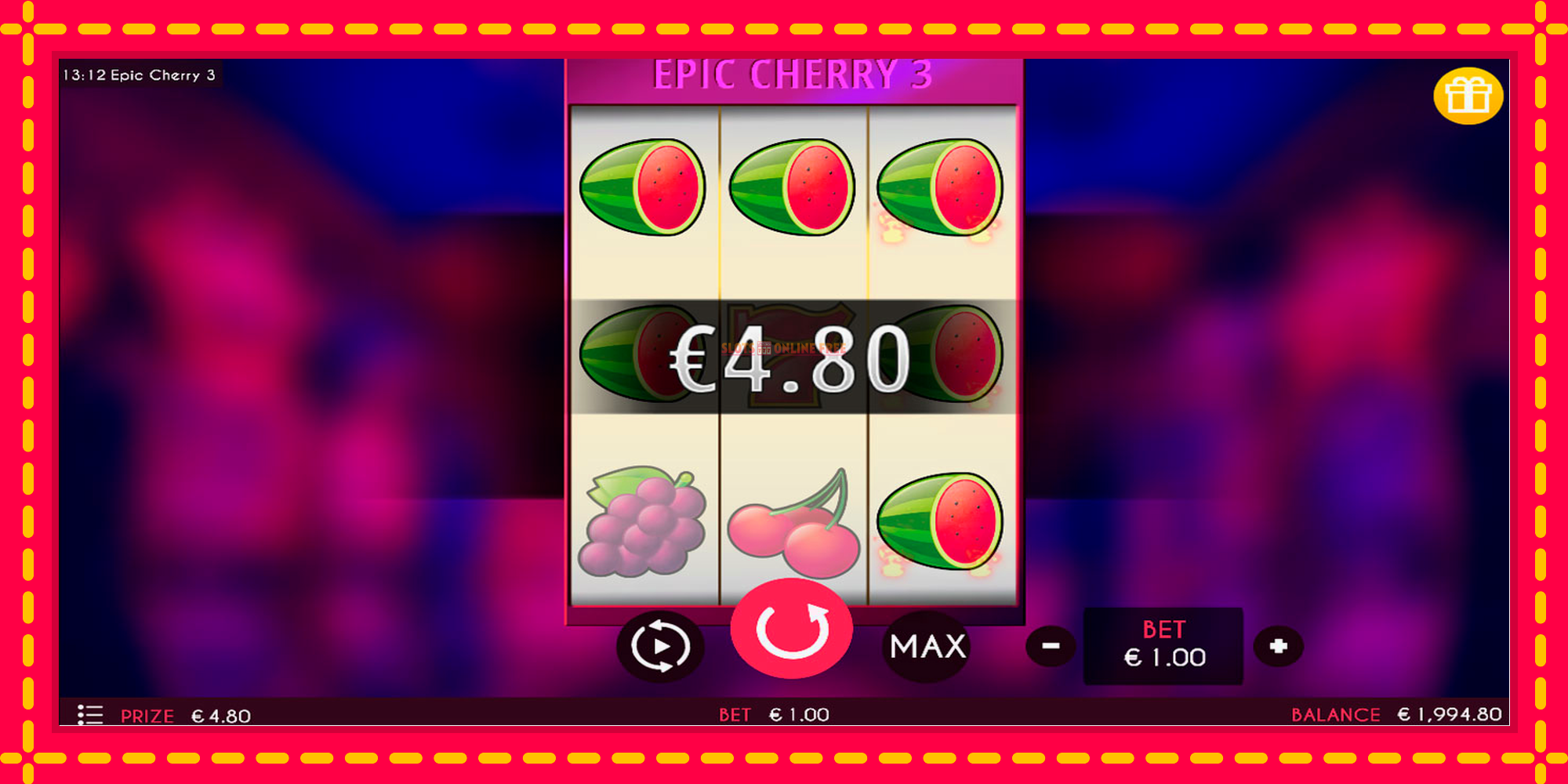 Epic Cherry 3 - spēļu automāts ar modernu grafiku