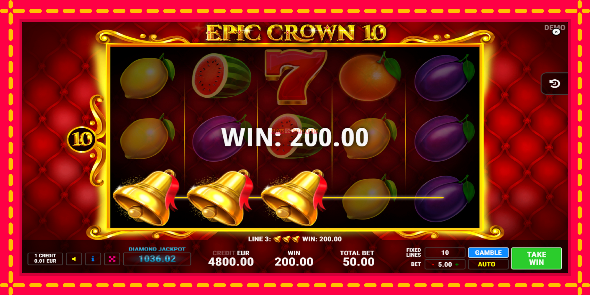 Epic Crown 10 - spēļu automāts ar modernu grafiku