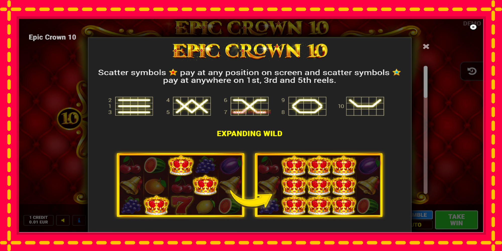 Epic Crown 10 - spēļu automāts ar modernu grafiku