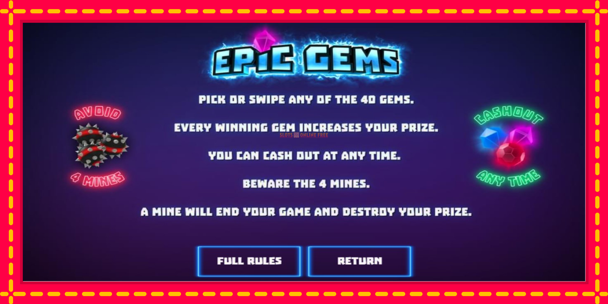 Epic Gems - spēļu automāts ar modernu grafiku