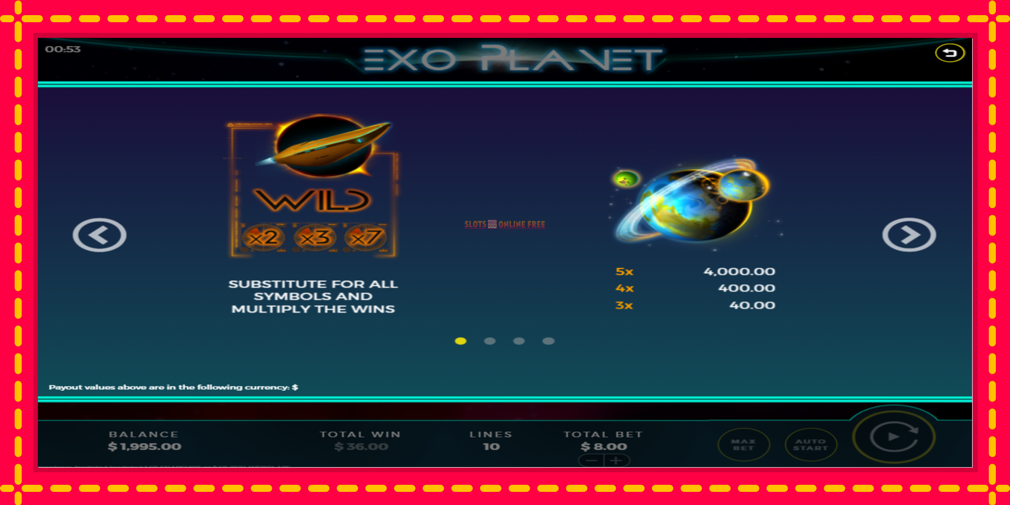 Exo Planet - spēļu automāts ar modernu grafiku