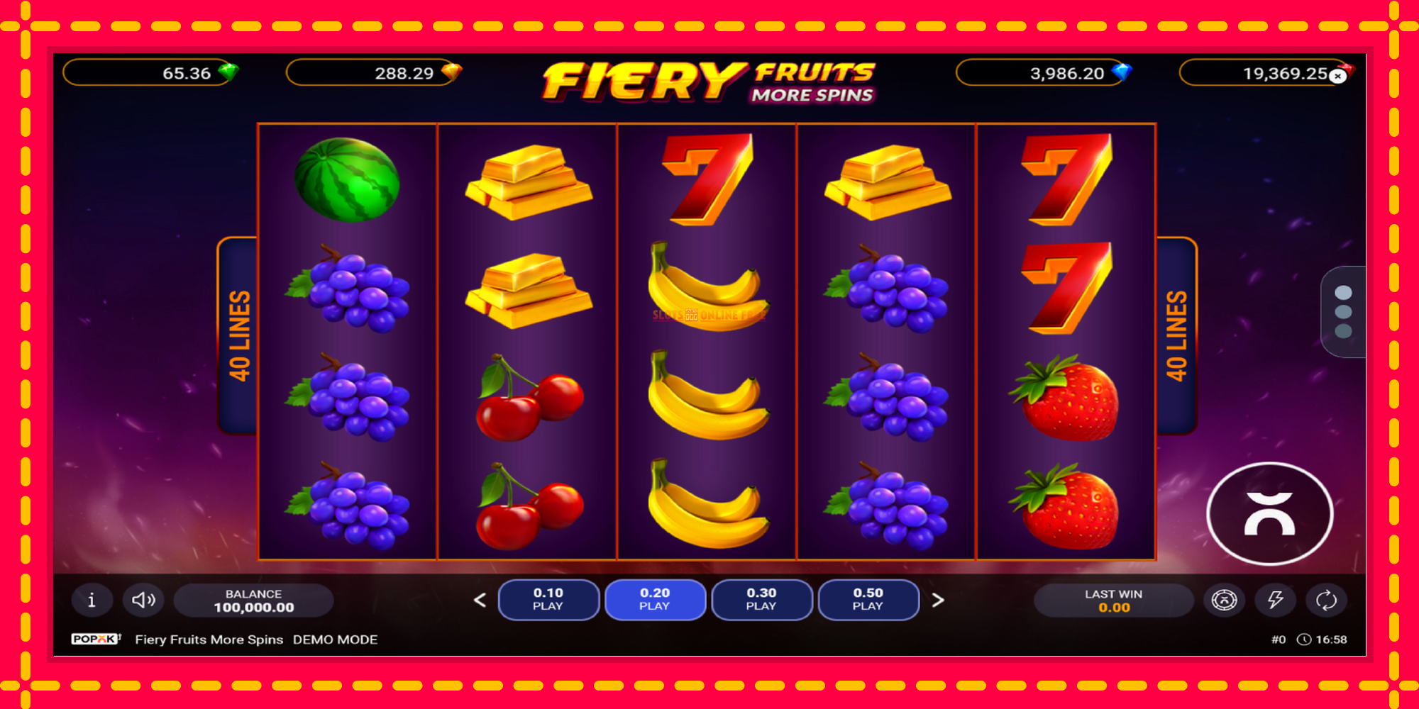 Fiery Fruits More Spins - spēļu automāts ar modernu grafiku