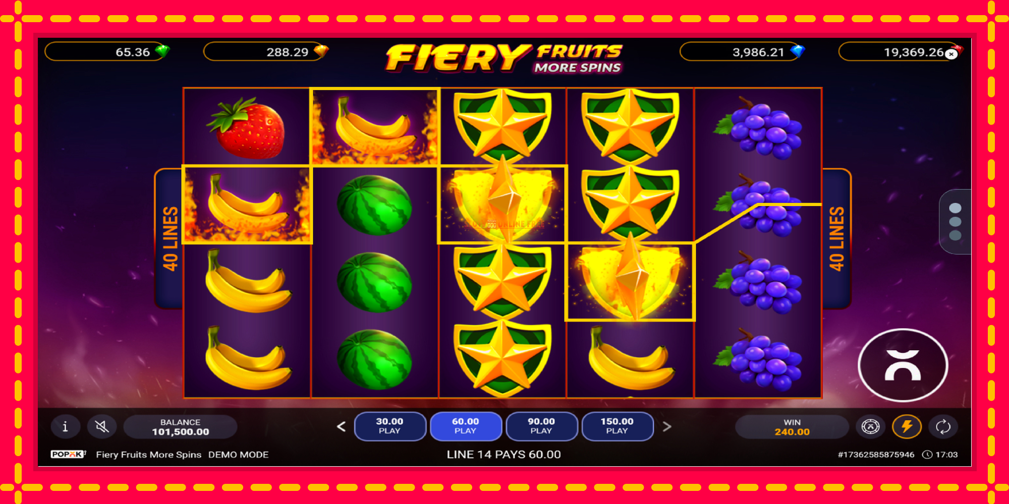 Fiery Fruits More Spins - spēļu automāts ar modernu grafiku