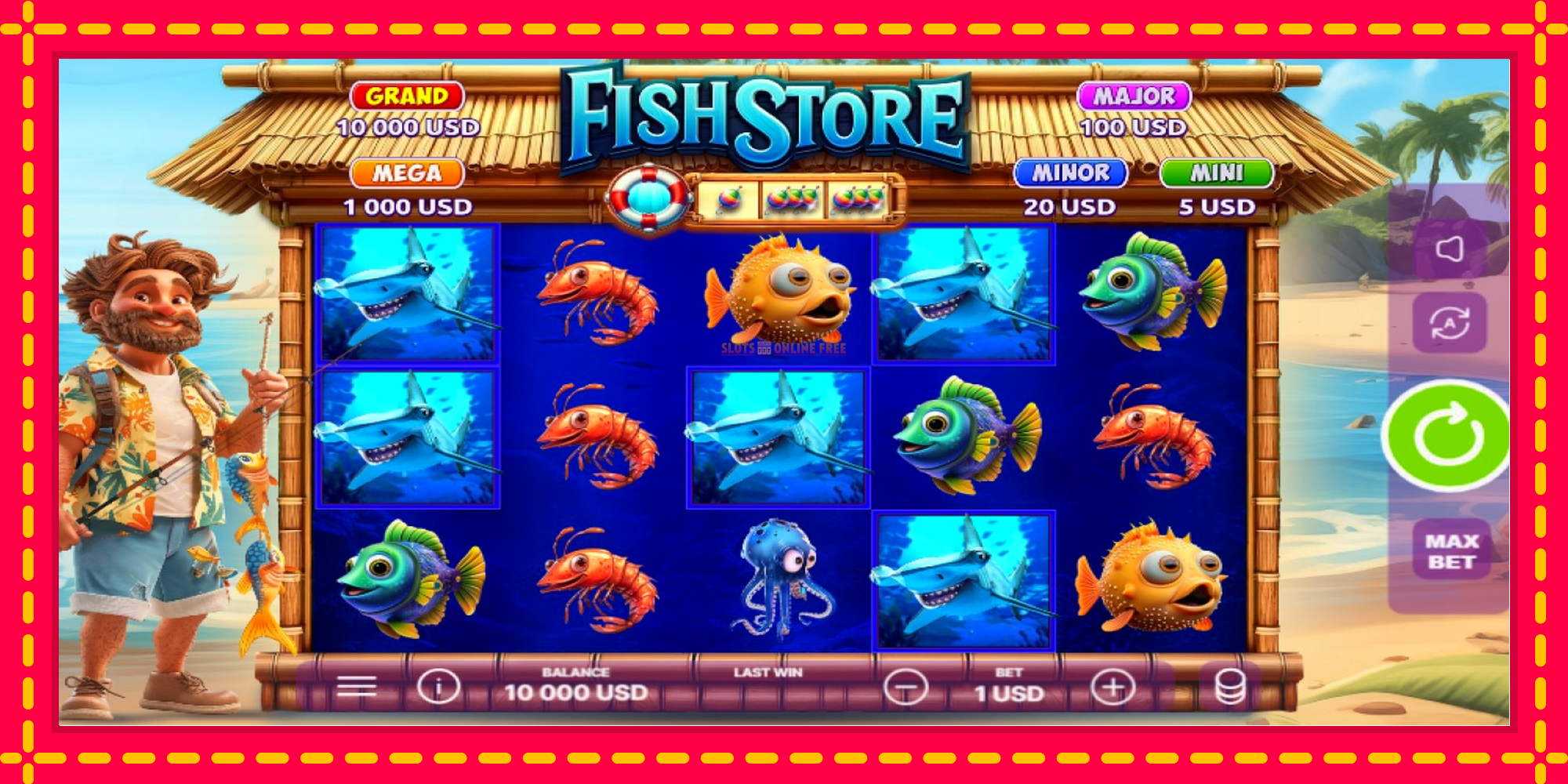 Fish Store - spēļu automāts ar modernu grafiku