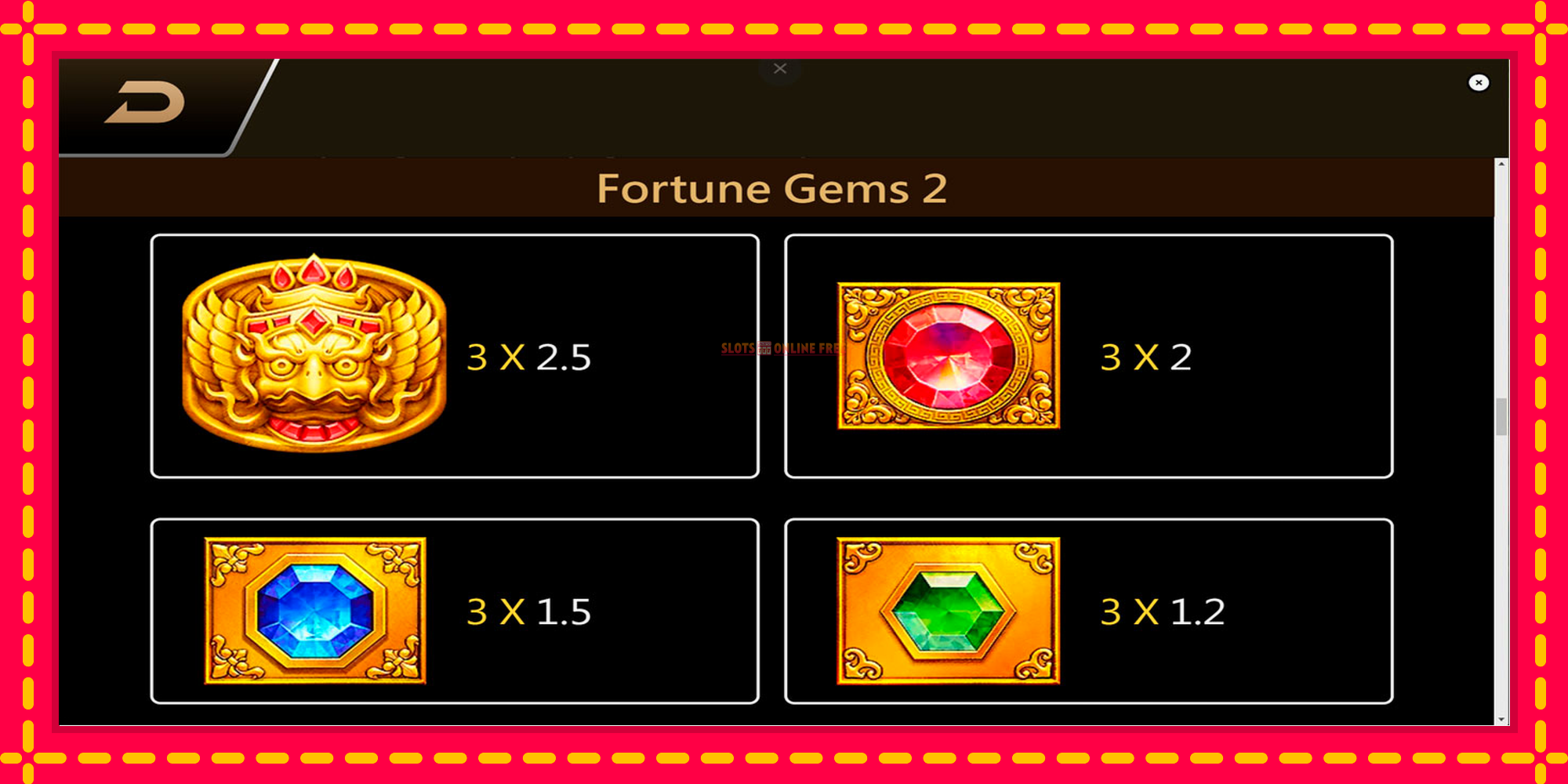 Fortune Gems 2 - spēļu automāts ar modernu grafiku