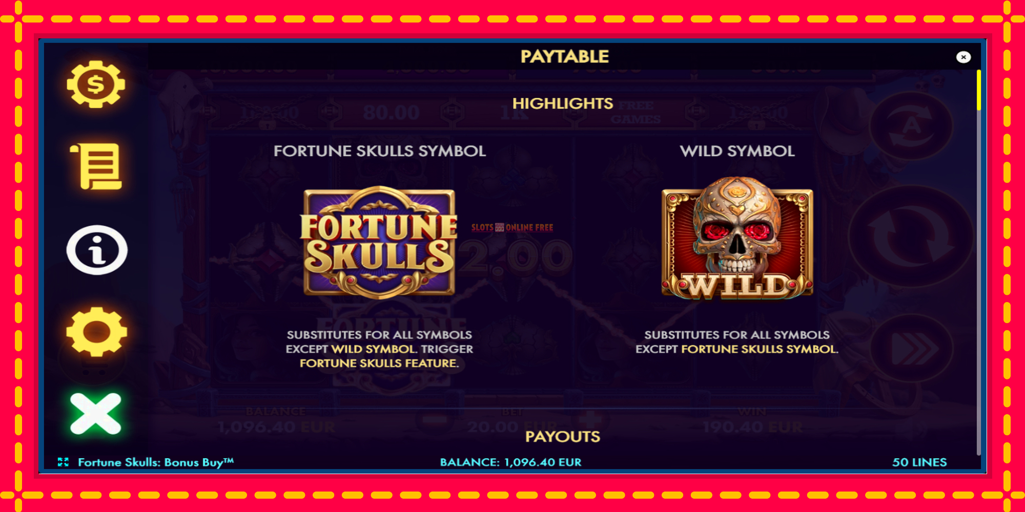 Fortune Skulls Bonus Buy - spēļu automāts ar modernu grafiku