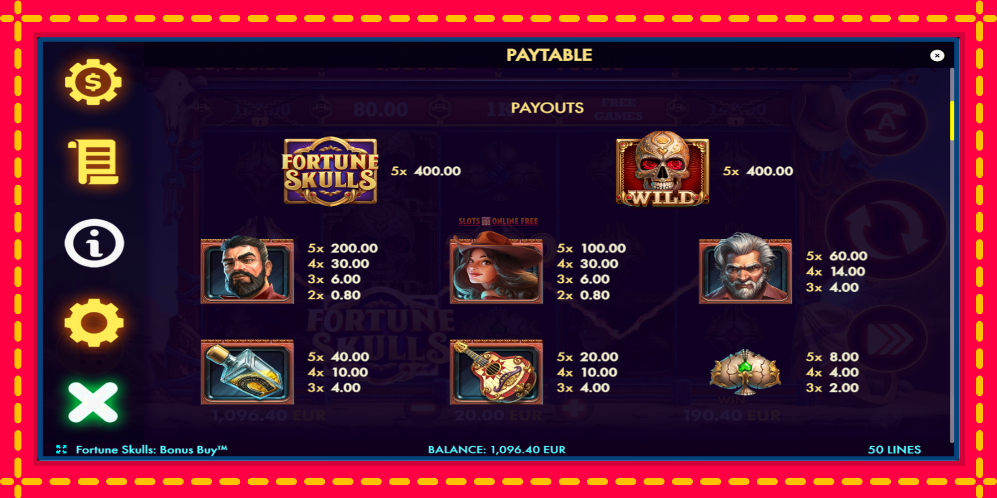 Fortune Skulls Bonus Buy - spēļu automāts ar modernu grafiku