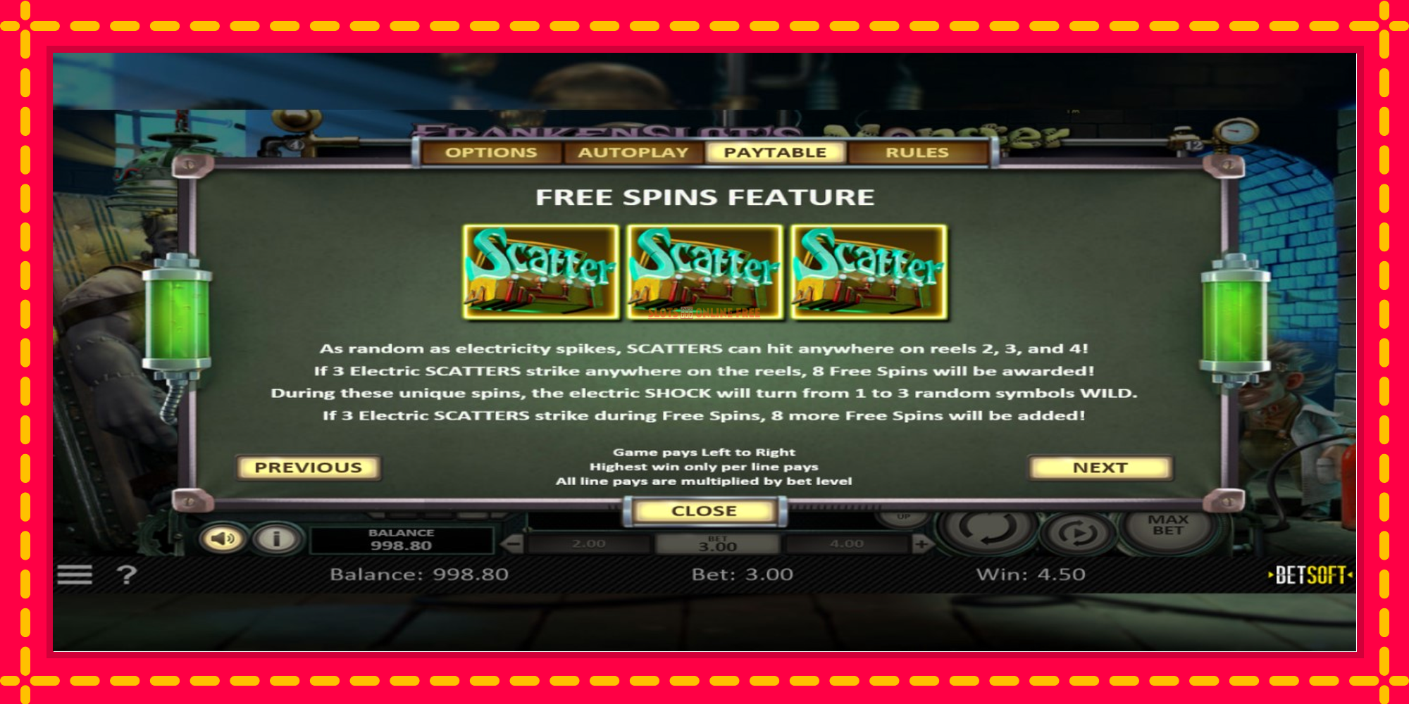 Frankenslots Monster - spēļu automāts ar modernu grafiku