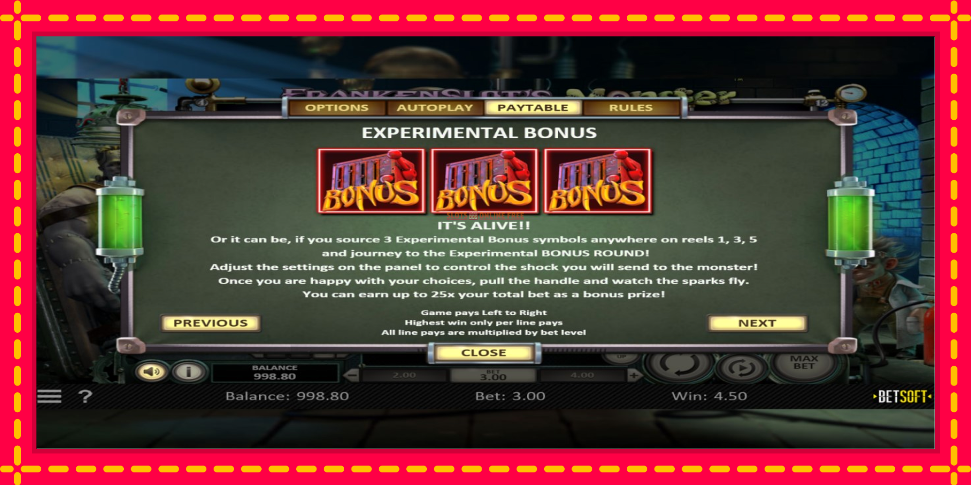 Frankenslots Monster - spēļu automāts ar modernu grafiku