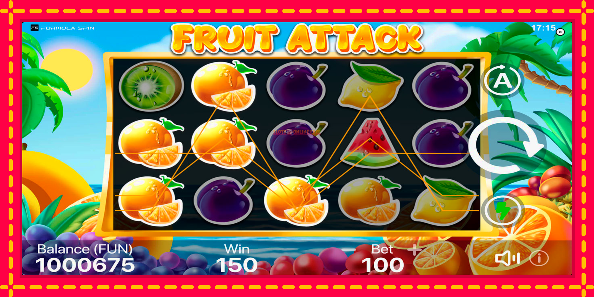 Fruit Attack - spēļu automāts ar modernu grafiku