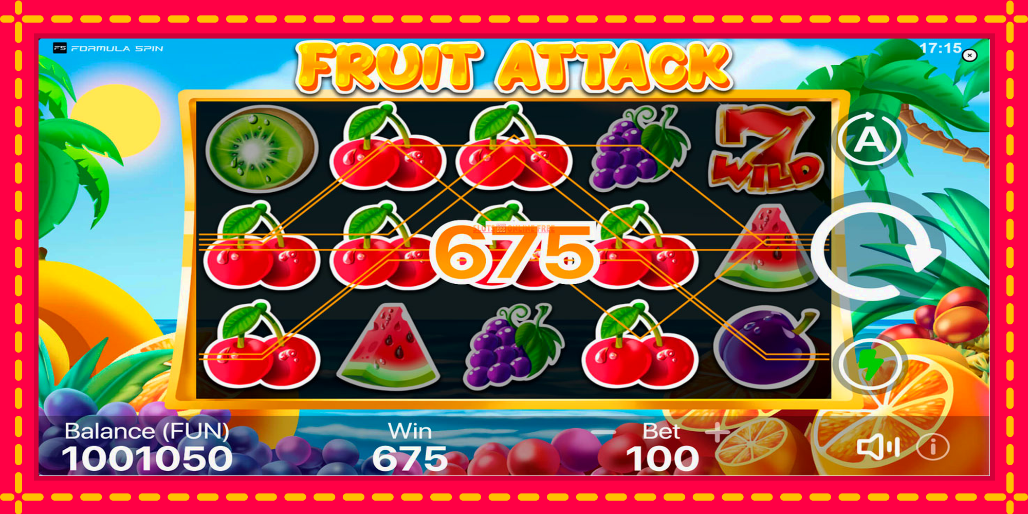 Fruit Attack - spēļu automāts ar modernu grafiku