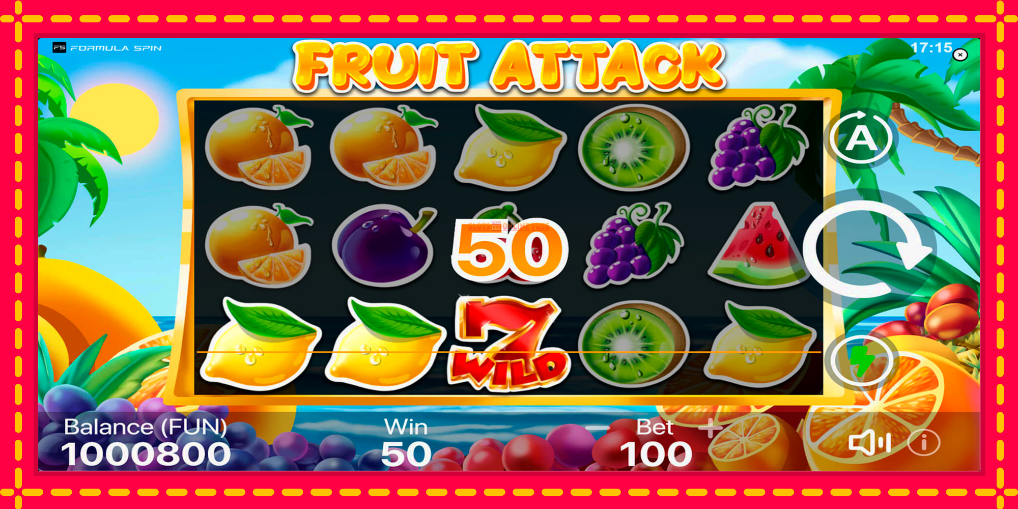 Fruit Attack - spēļu automāts ar modernu grafiku