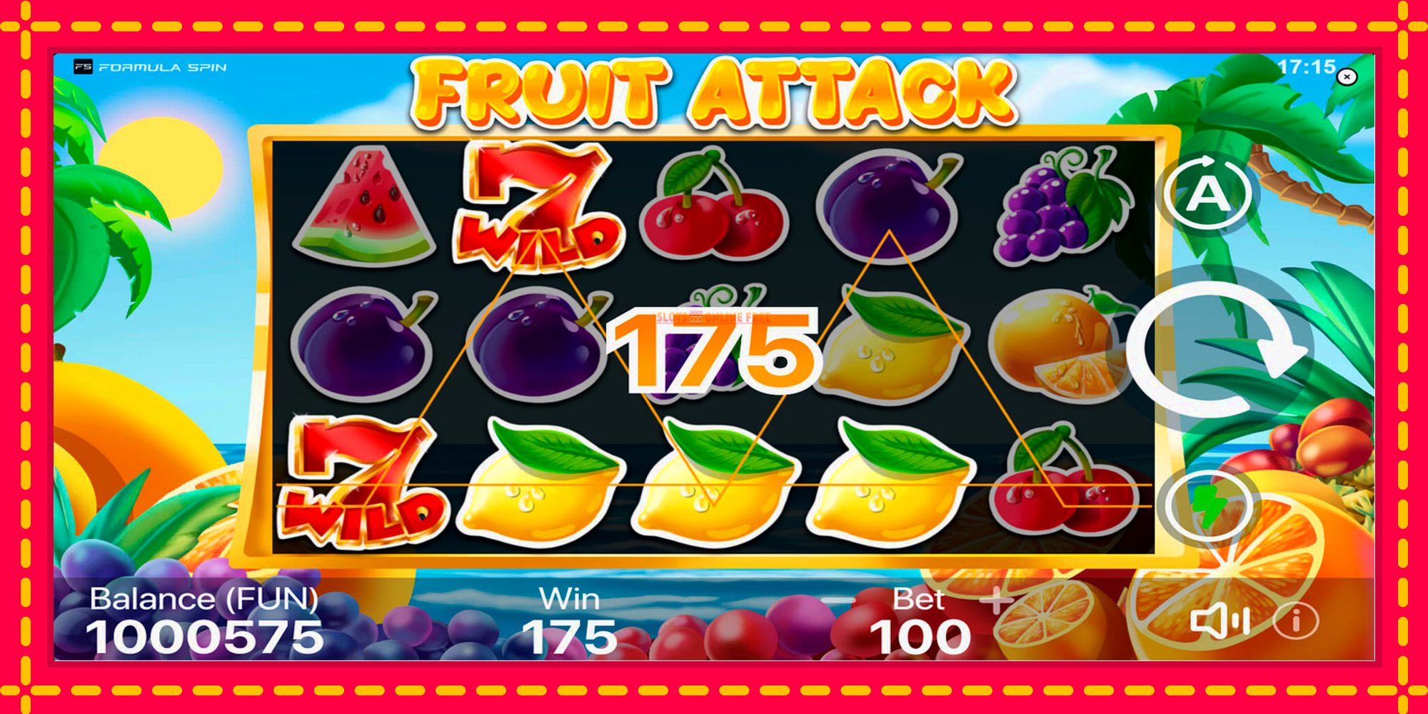 Fruit Attack - spēļu automāts ar modernu grafiku