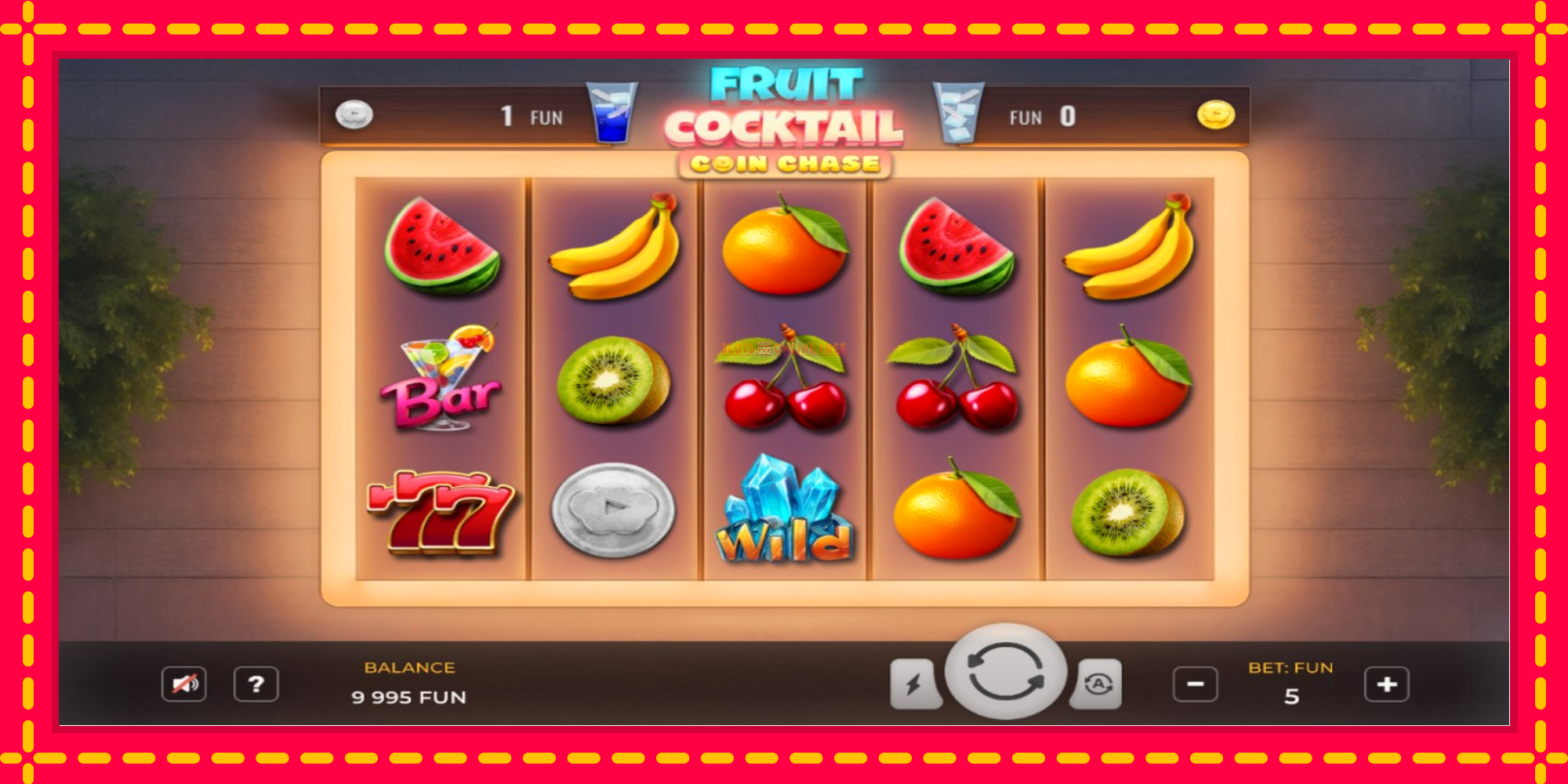 Fruit Cocktail Coin Chase - spēļu automāts ar modernu grafiku