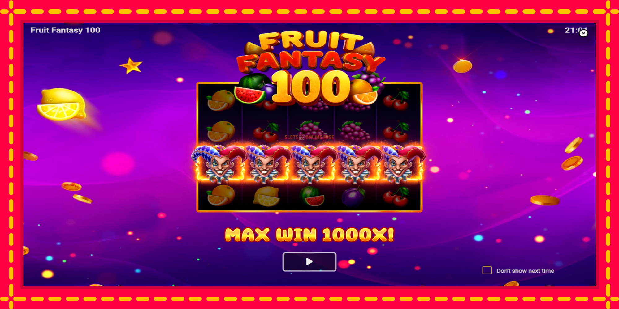 Fruit Fantasy 100 - spēļu automāts ar modernu grafiku