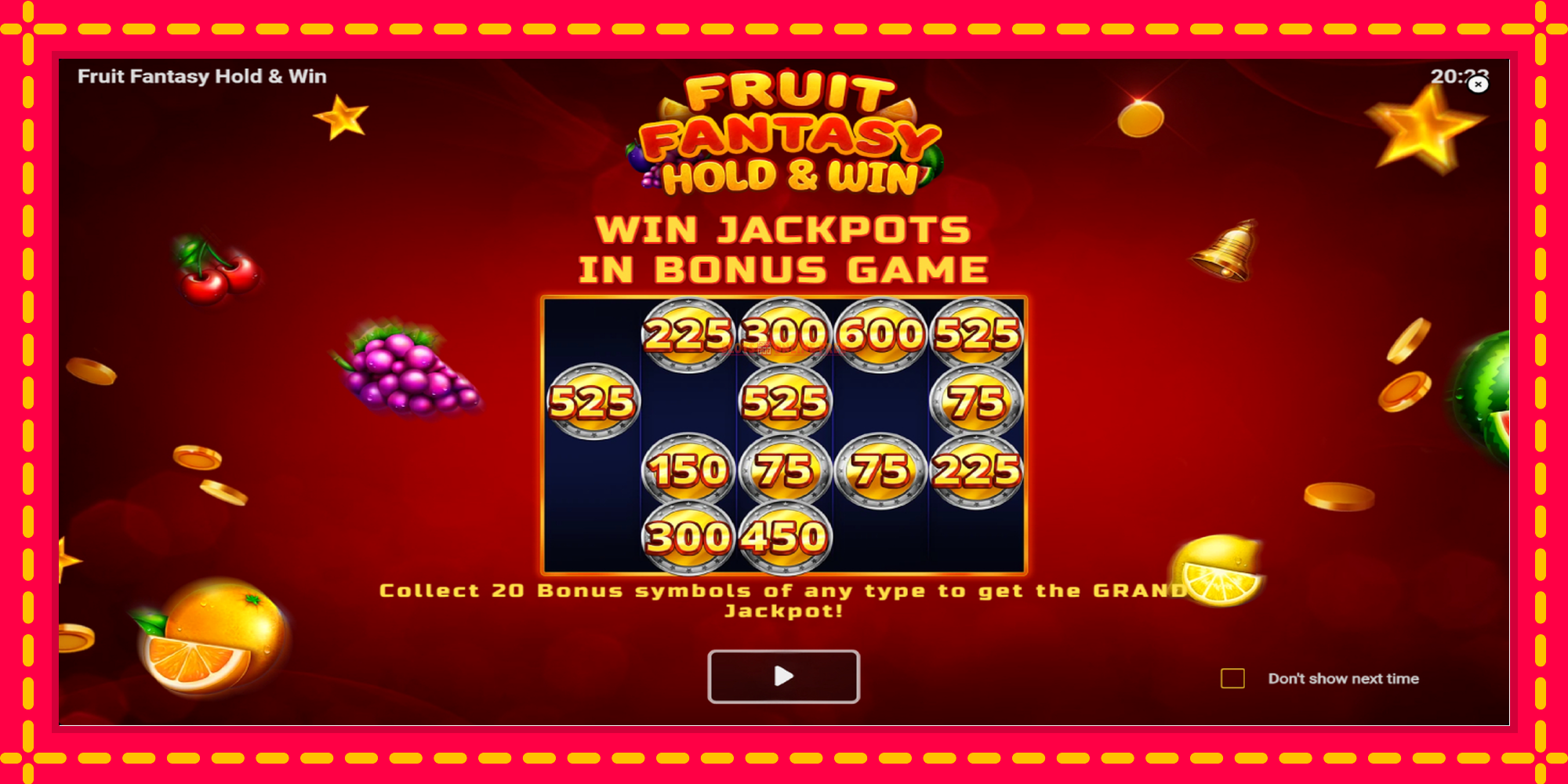 Fruit Fantasy Hold & Win - spēļu automāts ar modernu grafiku