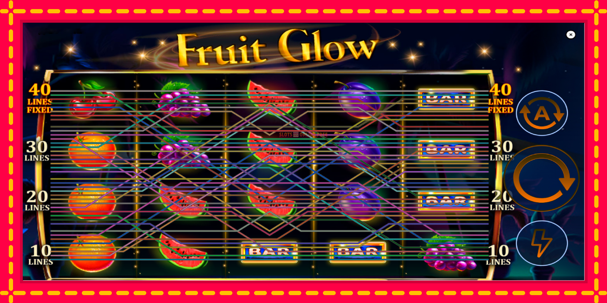 Fruit Glow - spēļu automāts ar modernu grafiku