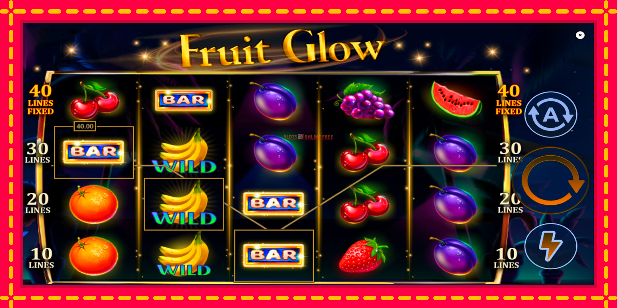 Fruit Glow - spēļu automāts ar modernu grafiku