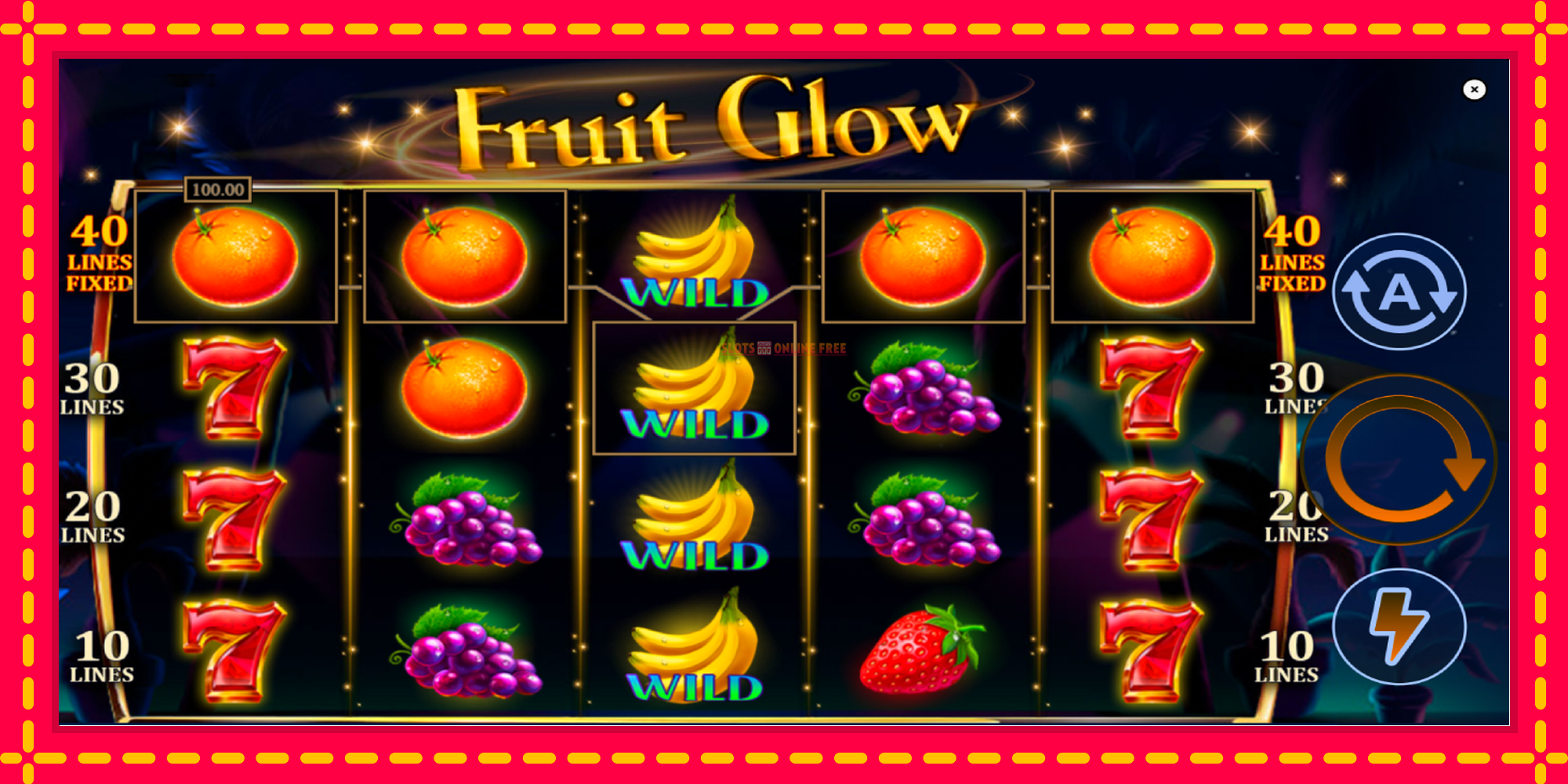 Fruit Glow - spēļu automāts ar modernu grafiku