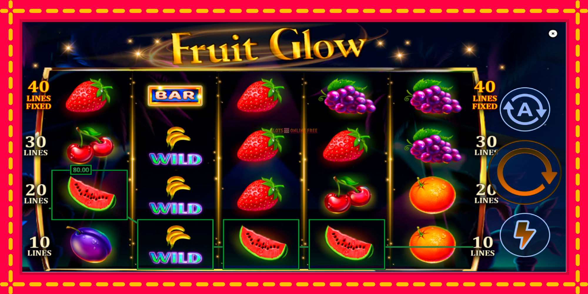 Fruit Glow - spēļu automāts ar modernu grafiku