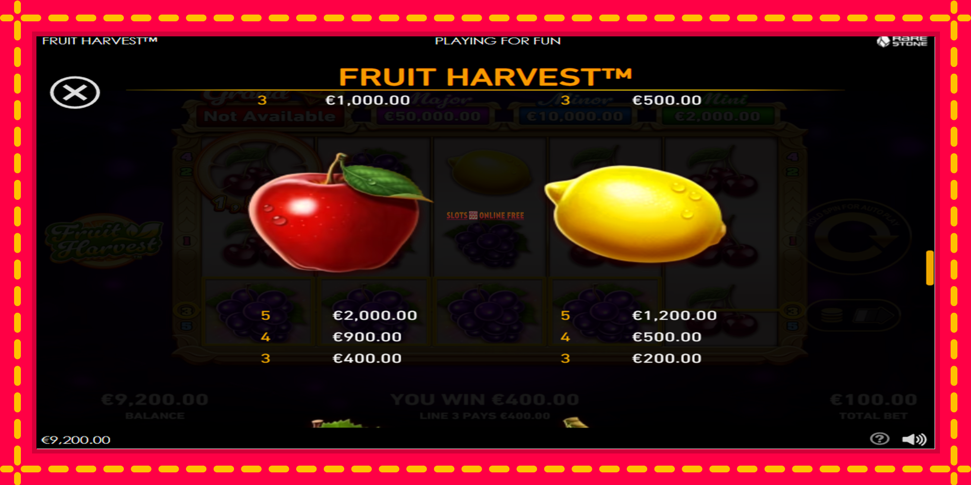 Fruit Harvest - spēļu automāts ar modernu grafiku