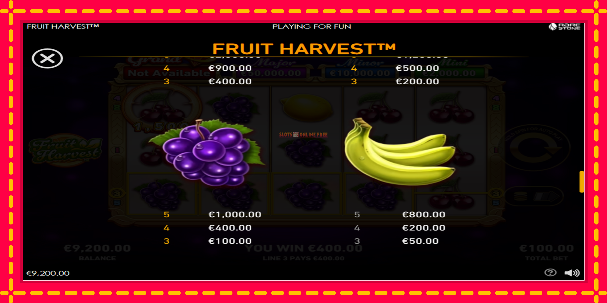 Fruit Harvest - spēļu automāts ar modernu grafiku